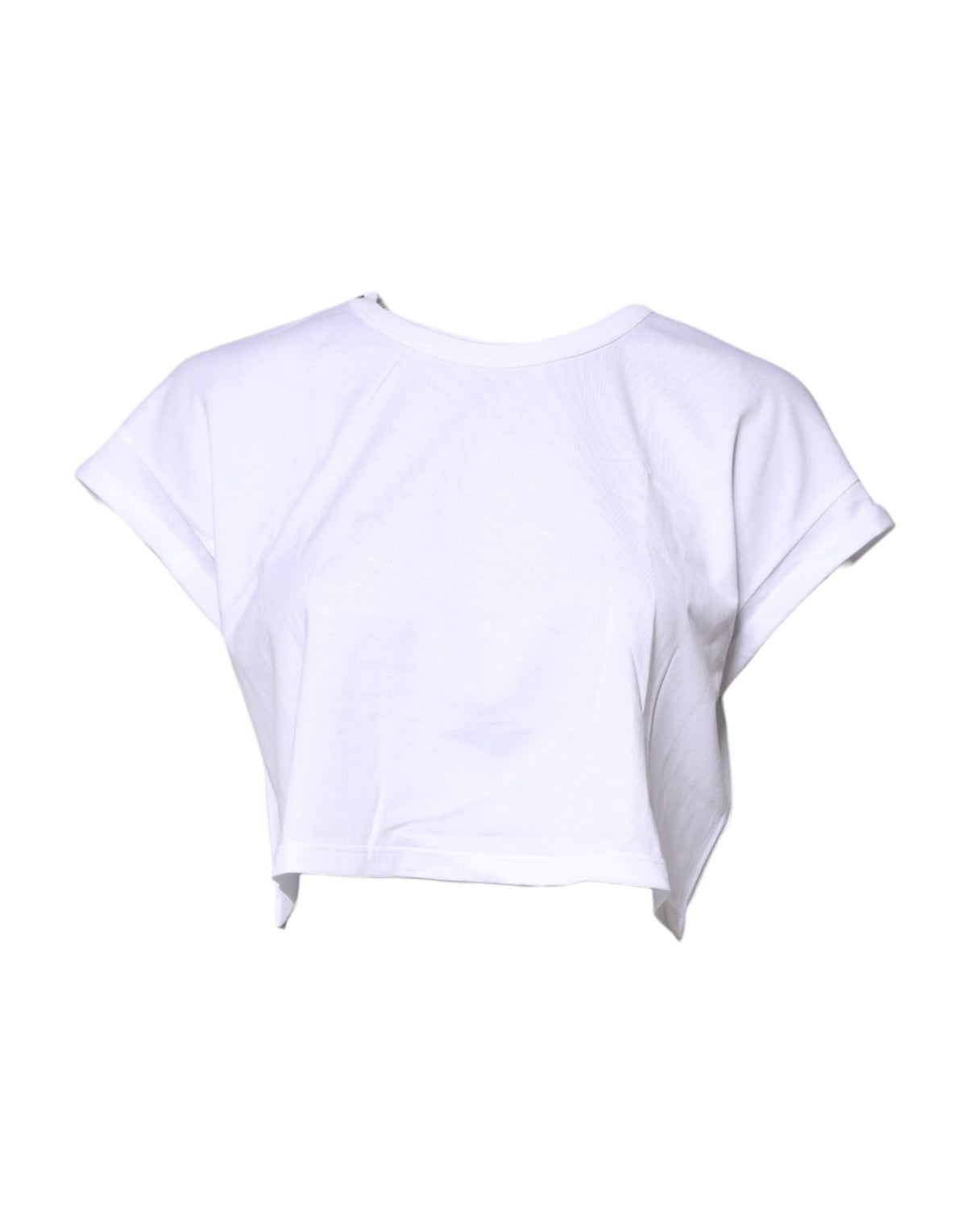 Dolce & Gabbana Weißes Cropped T-Shirt mit Rundhalsausschnitt aus Baumwolle