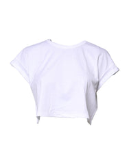 Dolce & Gabbana Weißes Cropped T-Shirt mit Rundhalsausschnitt aus Baumwolle