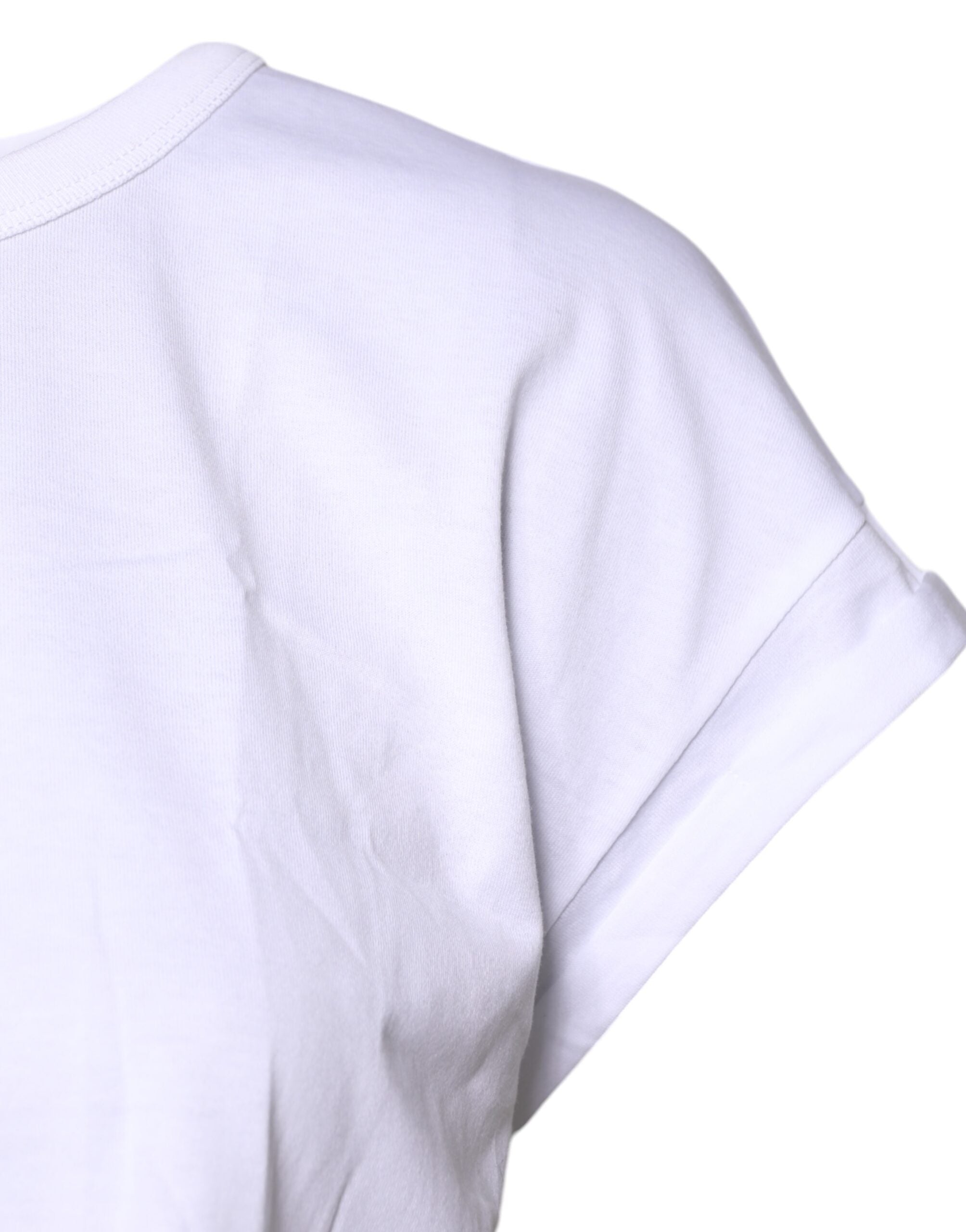 Dolce & Gabbana Weißes Cropped T-Shirt mit Rundhalsausschnitt aus Baumwolle