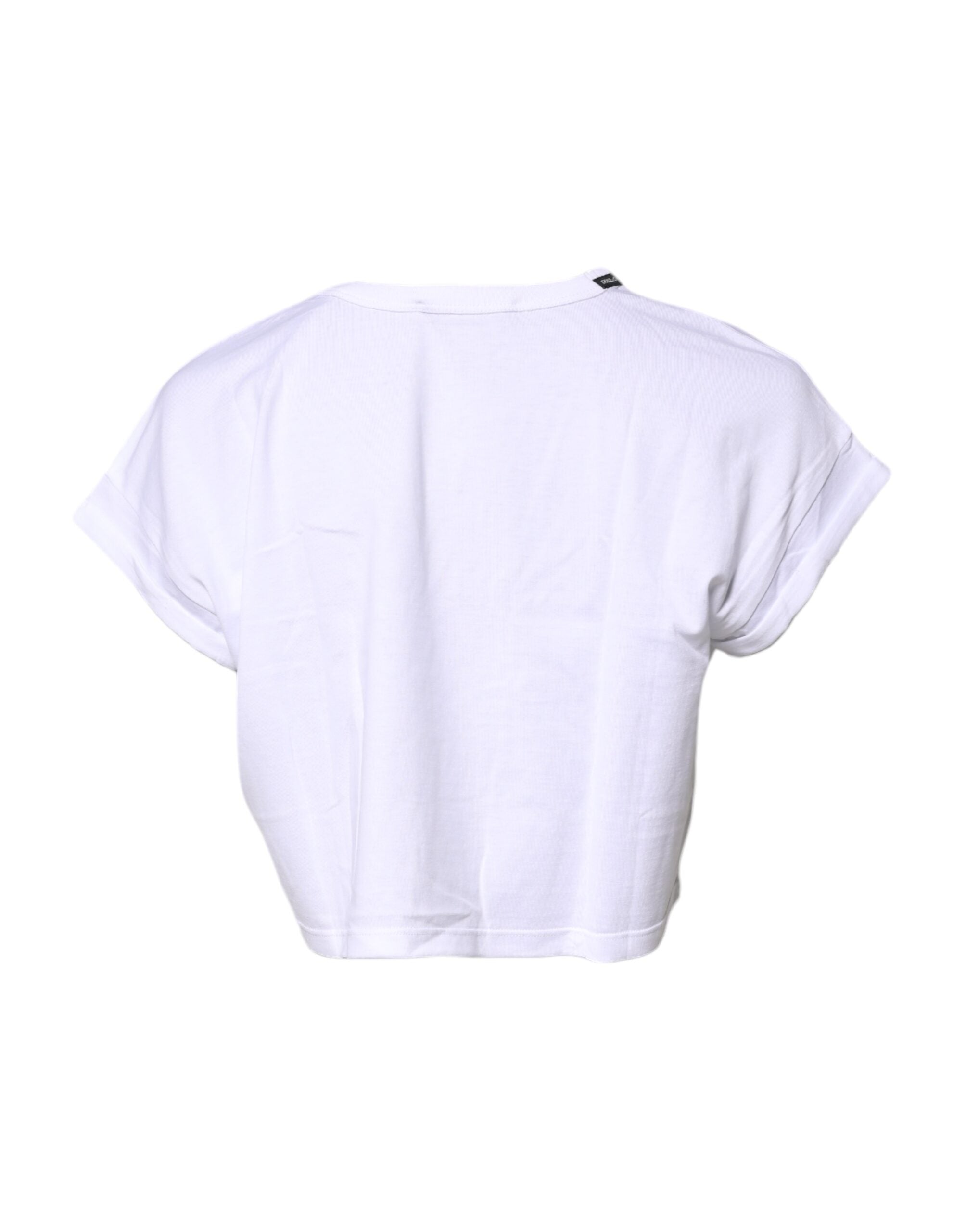 Dolce & Gabbana Weißes Cropped T-Shirt mit Rundhalsausschnitt aus Baumwolle