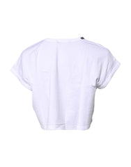 Dolce & Gabbana Weißes Cropped T-Shirt mit Rundhalsausschnitt aus Baumwolle
