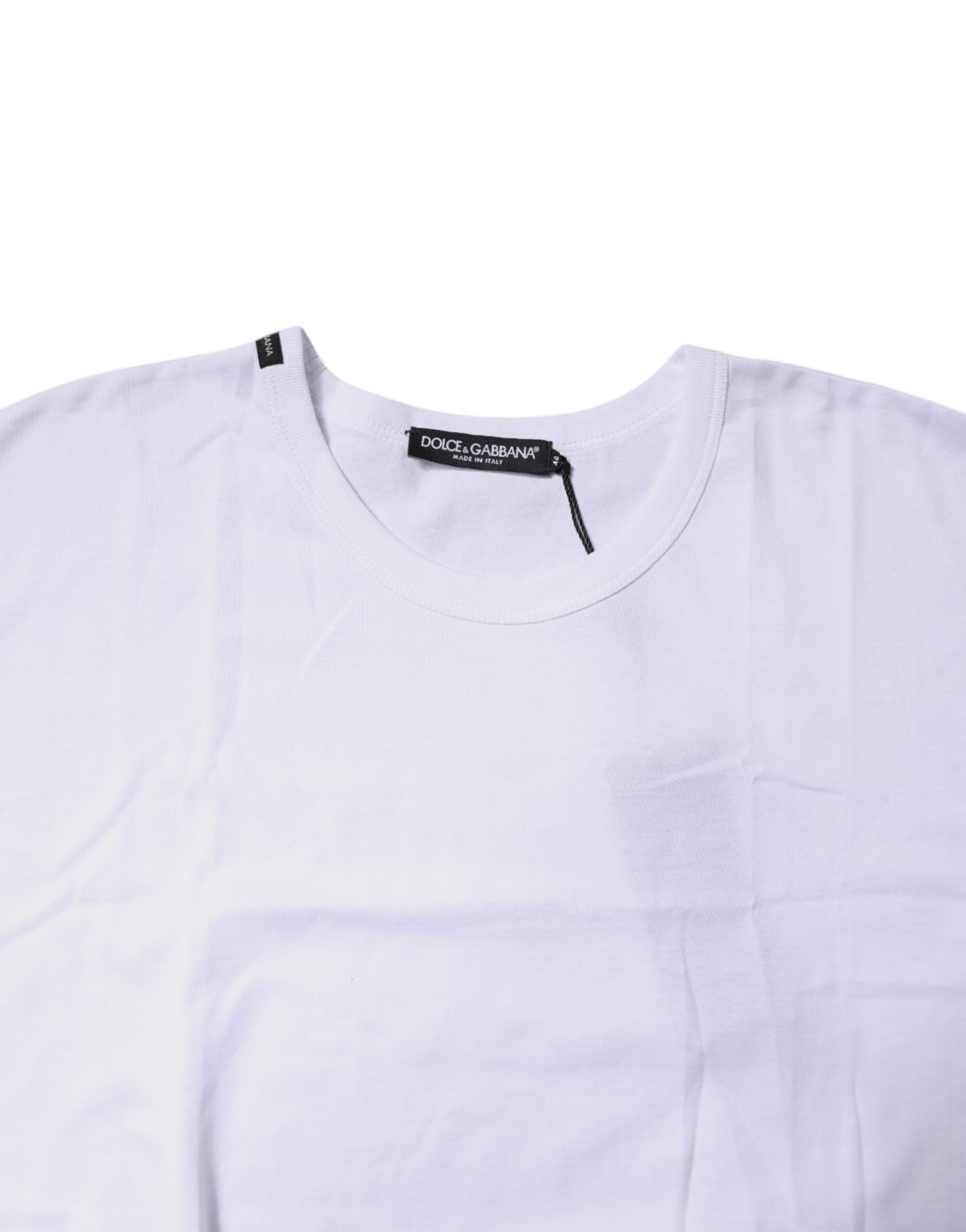 Dolce & Gabbana Weißes Cropped T-Shirt mit Rundhalsausschnitt aus Baumwolle