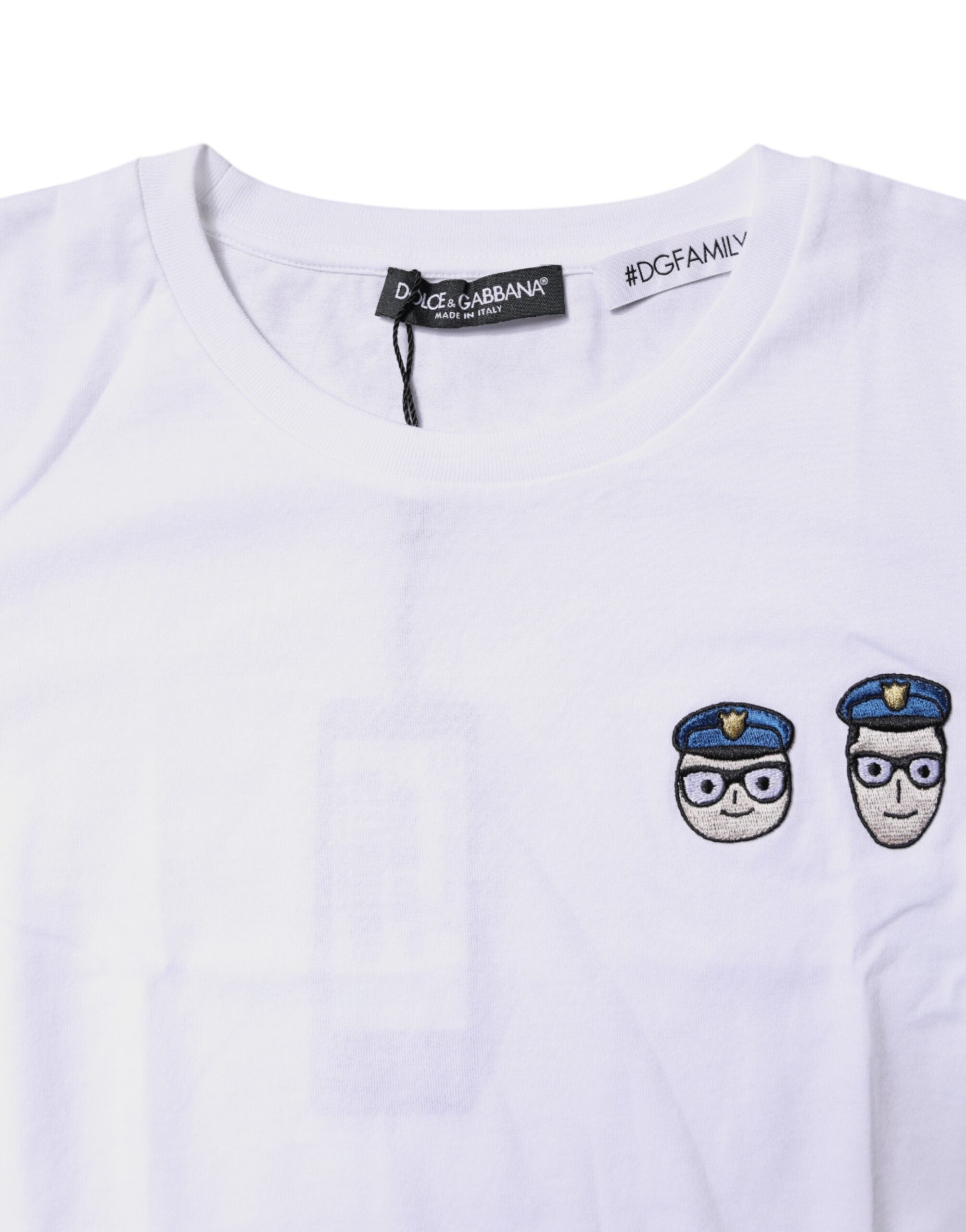 Dolce & Gabbana Weißes #DGFamily Baumwoll T-Shirt mit Rundhalsausschnitt