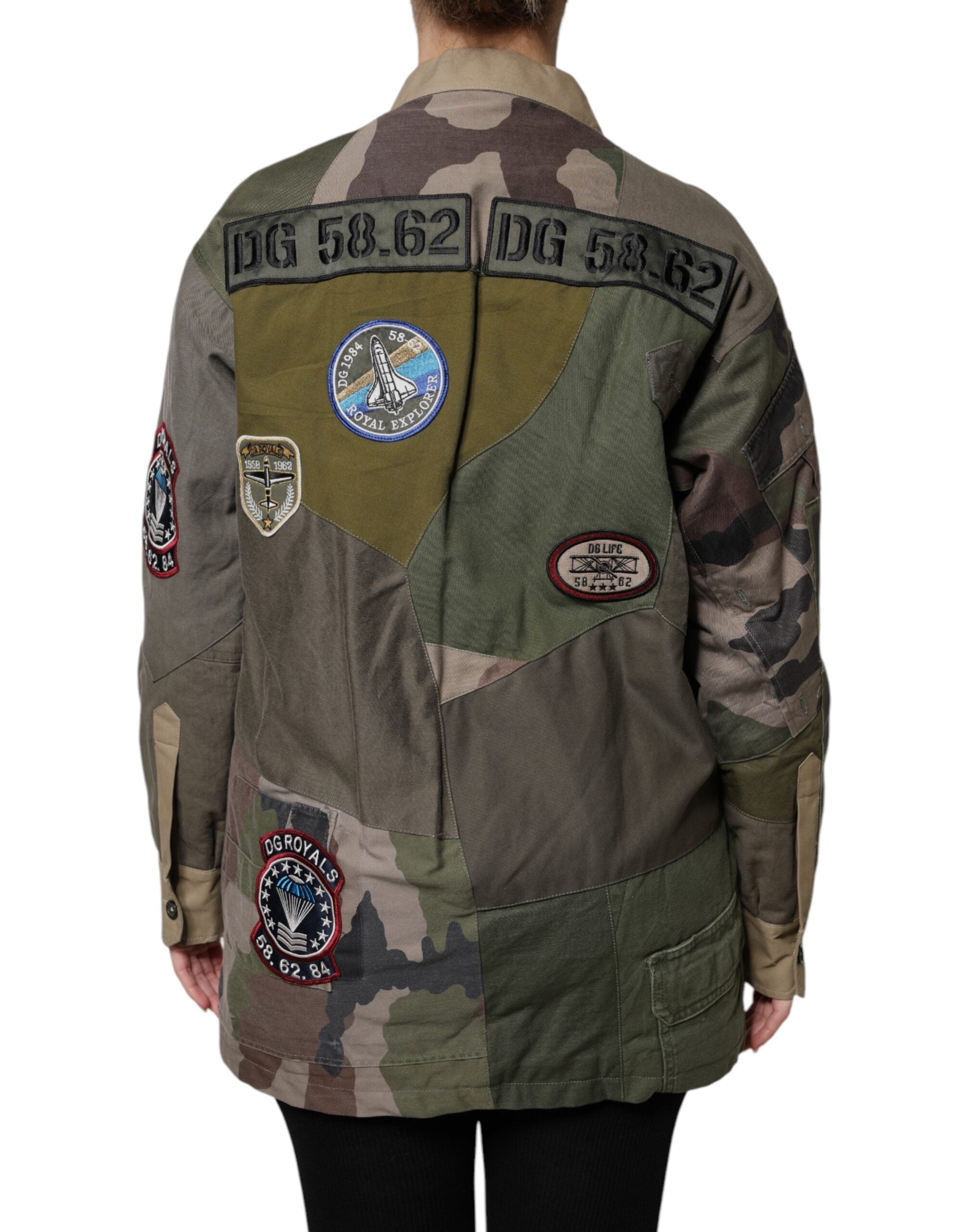 Dolce & Gabbana Militärgrüne Baumwoll-Button-Down-Jacke