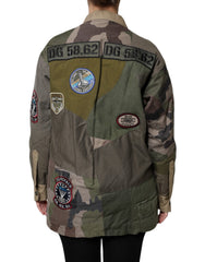 Dolce & Gabbana Militärgrüne Baumwoll-Button-Down-Jacke