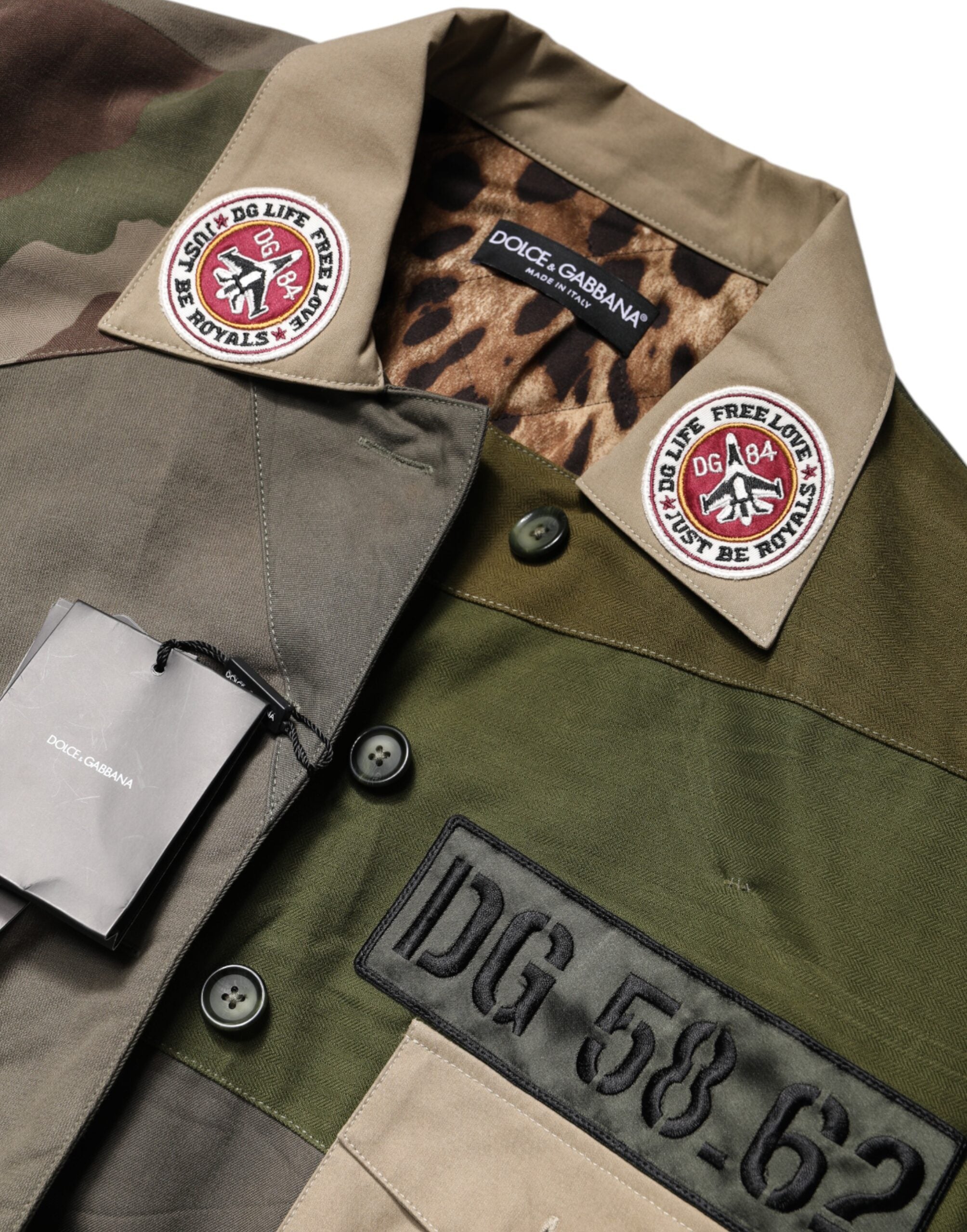 Dolce & Gabbana Militärgrüne Baumwoll-Button-Down-Jacke