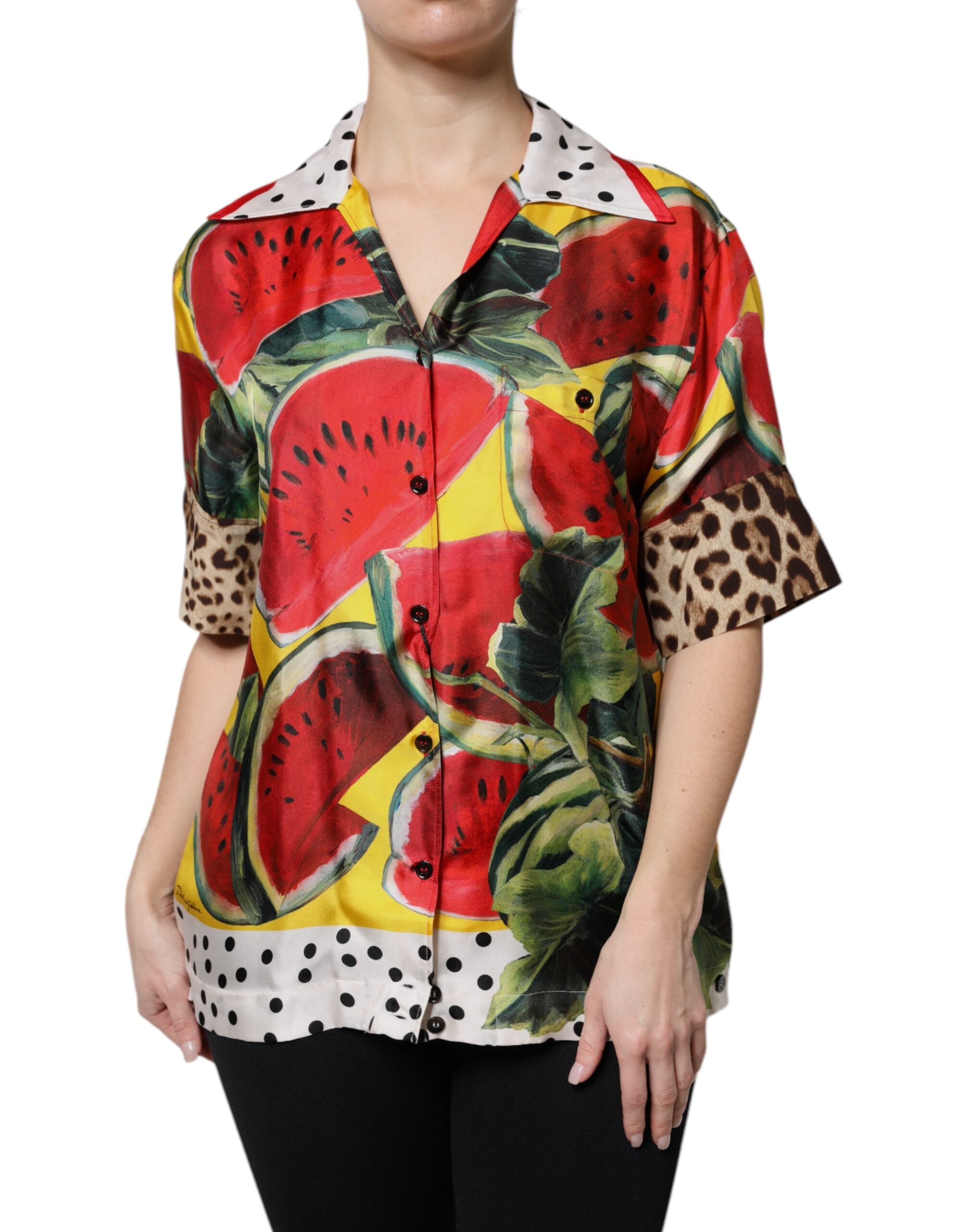 Dolce & Gabbana Kraagshirt met watermeloenprint in meerdere kleuren