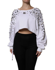Dolce & Gabbana Witte Lange Mouwen Cropped Trui met Versiering