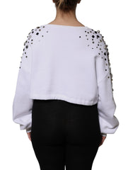 Dolce & Gabbana Witte Lange Mouwen Cropped Trui met Versiering