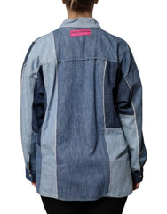 Dolce & Gabbana Blaues Baumwoll-Button-Up Langarmhemd mit Kragen