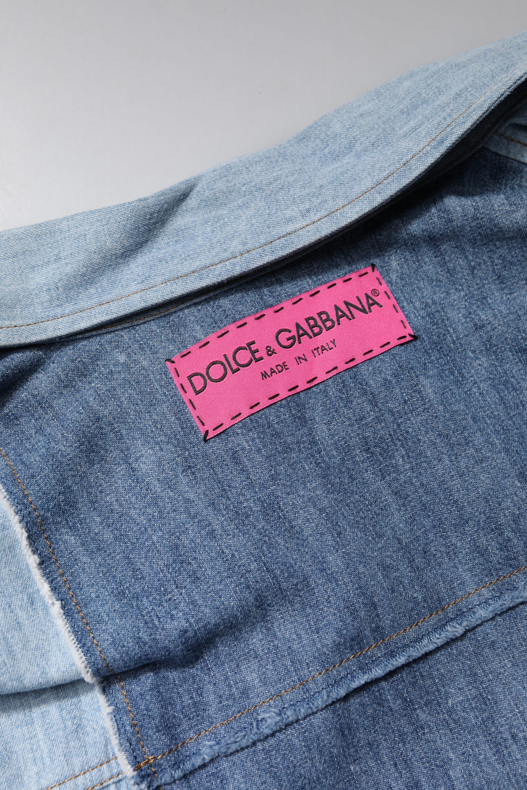 Dolce & Gabbana Blaues Baumwoll-Button-Up Langarmhemd mit Kragen