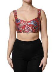 Dolce & Gabbana Rotes florales Brokat Cropped Bustier Korsett-Top