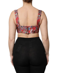 Dolce & Gabbana Rotes florales Brokat Cropped Bustier Korsett-Top