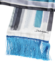 Dolce & Gabbana Seidenfoulard mit mehrfarbigen Streifen und Fransen
