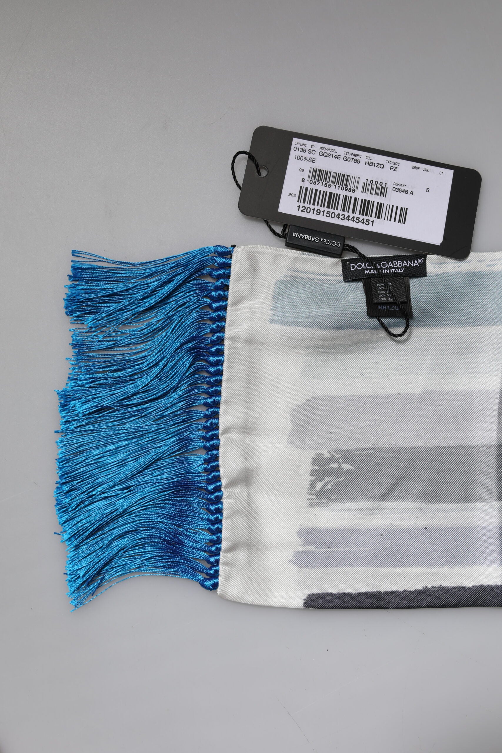 Dolce & Gabbana Seidenfoulard mit mehrfarbigen Streifen und Fransen