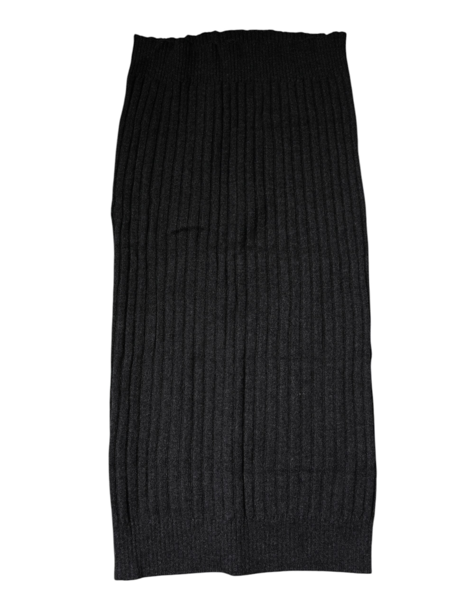 Dolce & Gabbana Schwarzer Kaschmir Gestrickter Halswärmer Foulard Schal
