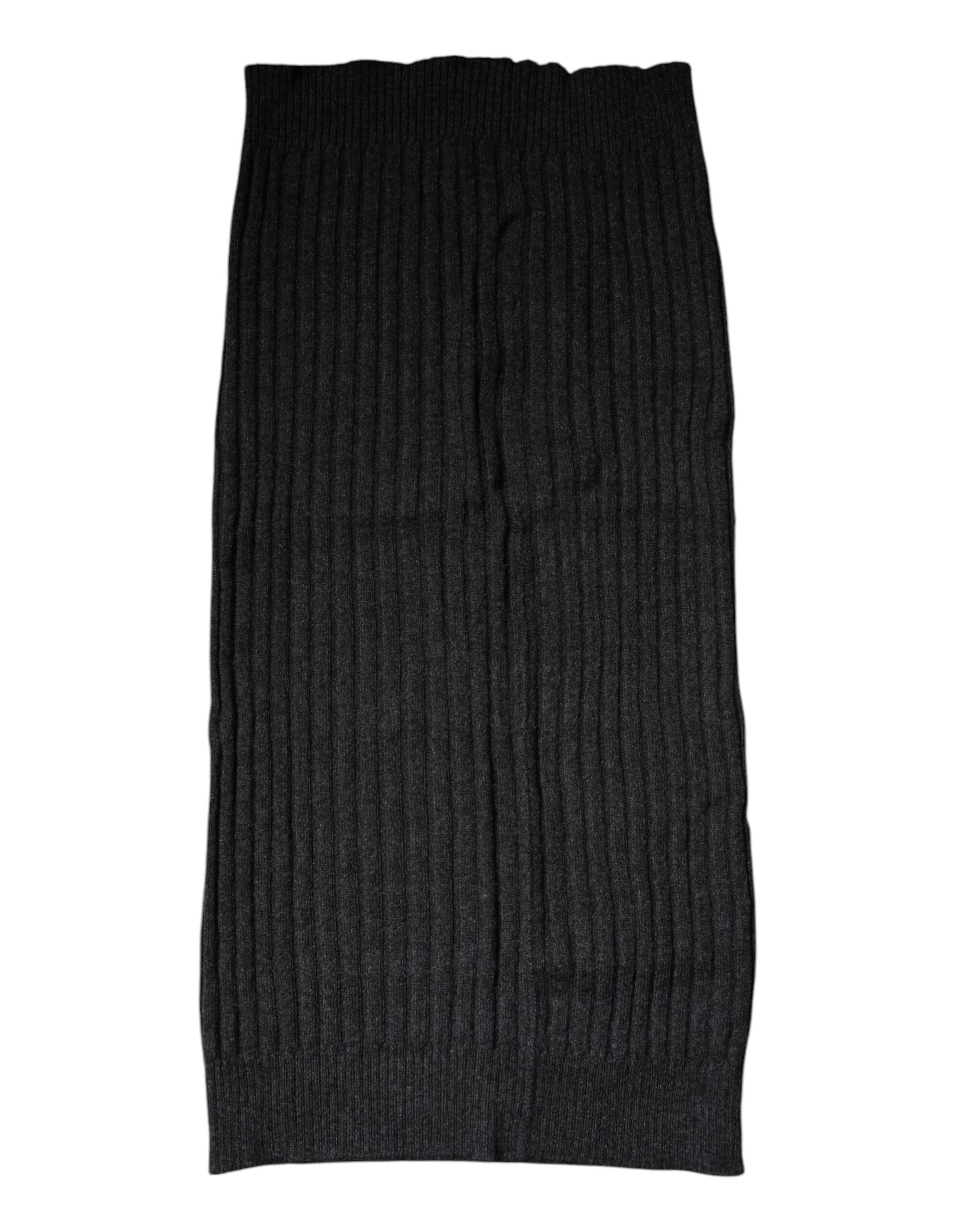Dolce & Gabbana Schwarzer Kaschmir Gestrickter Halswärmer Foulard Schal