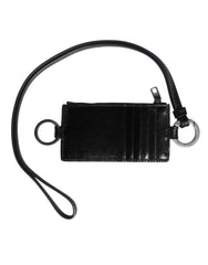 Dolce & Gabbana Schwarzer Leder-Schlüsselband-Kartenhalter mit Logoprägung