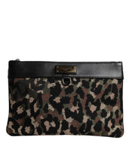 Dolce & Gabbana Etui met Luipaard Jacquardprint in Meerdere Kleuren en Logoplaatje