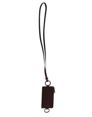 Dolce & Gabbana Bruine Kalfsleren Lanyard Logo Kaarthouder Portemonnee