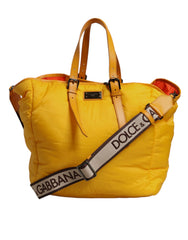 Dolce & Gabbana Gelb Orange Nylon Logo Plakette Hand Schulter Reisetasche