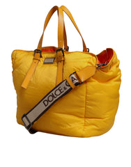 Dolce & Gabbana Gelb Orange Nylon Logo Plakette Hand Schulter Reisetasche