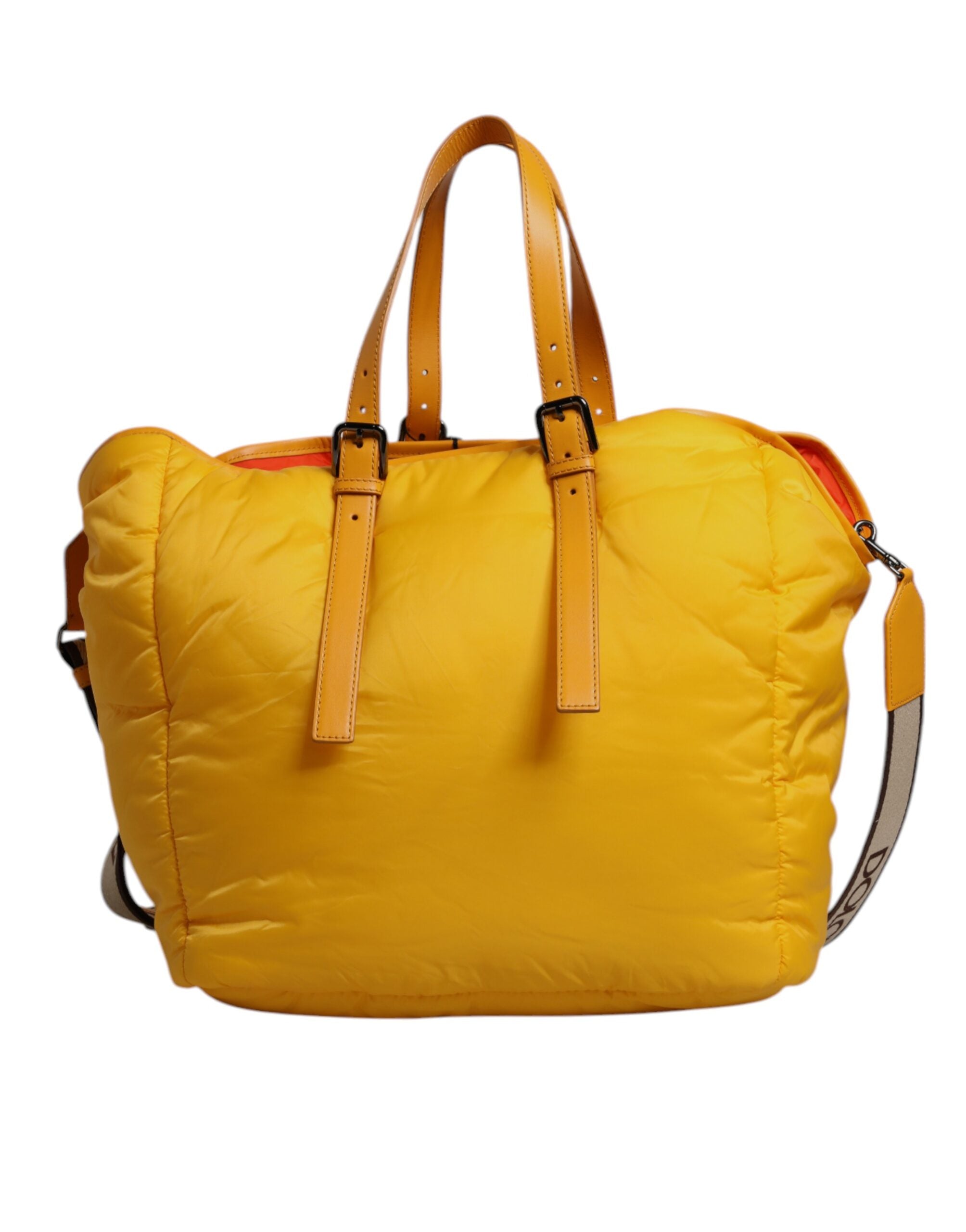 Dolce & Gabbana Gelb Orange Nylon Logo Plakette Hand Schulter Reisetasche