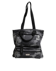 Dolce & Gabbana Grijze Camo Katoenen Tas met Meerdere Vakken