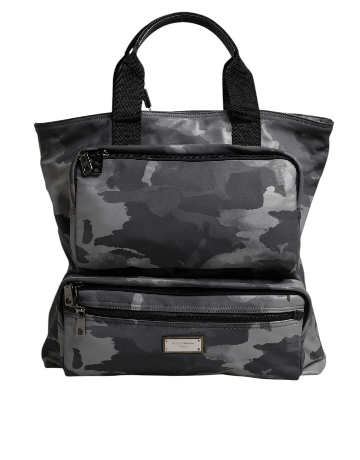 Dolce & Gabbana Grijze Camo Katoenen Tas met Meerdere Vakken
