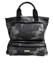 Dolce & Gabbana Grijze Camo Katoenen Tas met Meerdere Vakken