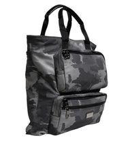 Dolce & Gabbana Grijze Camo Katoenen Tas met Meerdere Vakken