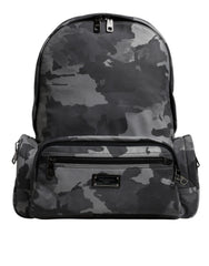 Dolce & Gabbana Grijze Katoenen Camouflage Logo Plaque Rugzak