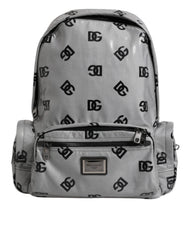 Dolce & Gabbana Polyester Grau Schwarz DG Logo Plaketten Rucksack Tasche