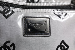 Dolce & Gabbana Polyester Grau Schwarz DG Logo Plaketten Rucksack Tasche