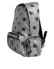 Dolce & Gabbana Polyester Grau Schwarz DG Logo Plaketten Rucksack Tasche