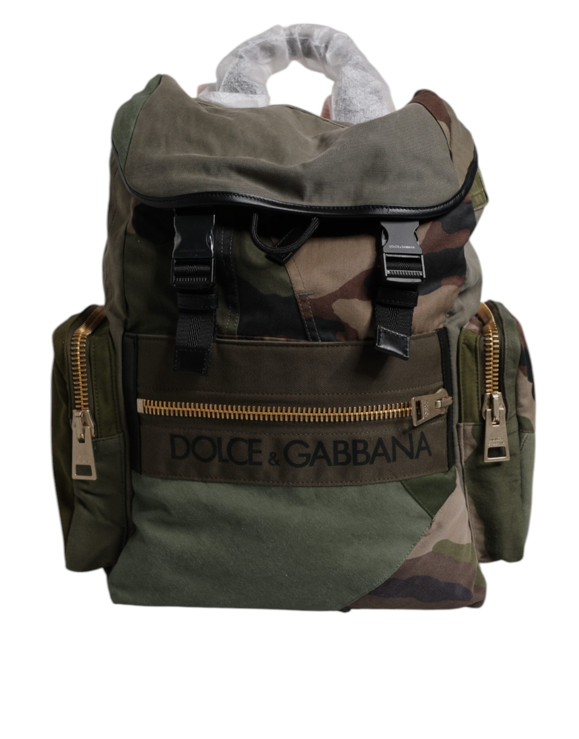 Dolce & Gabbana Militärgrüner Patchwork Reise-Rucksack