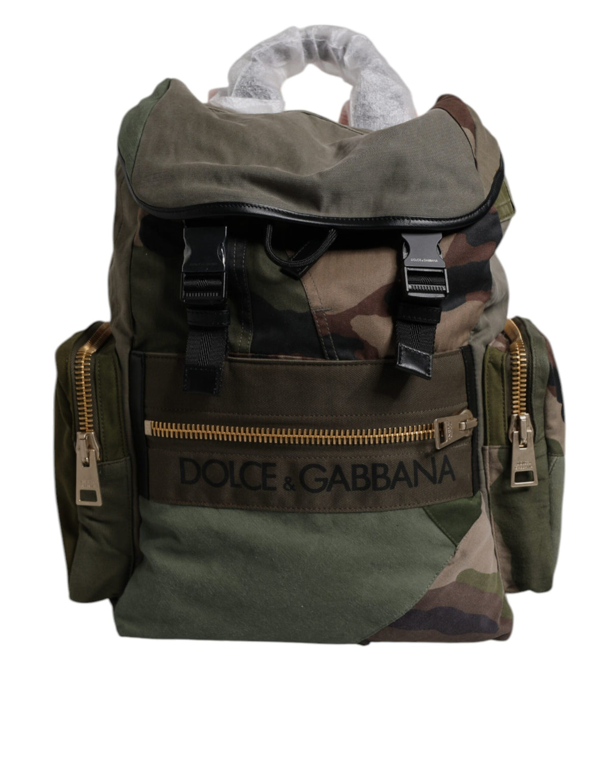 Dolce & Gabbana Militärgrüner Patchwork Reise-Rucksack