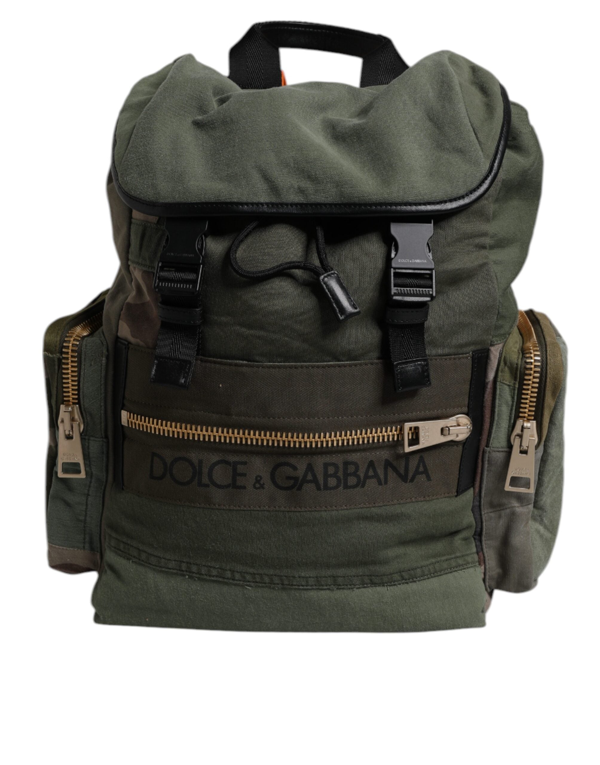 Dolce & Gabbana Militärgrüner Patchwork Reise-Rucksack