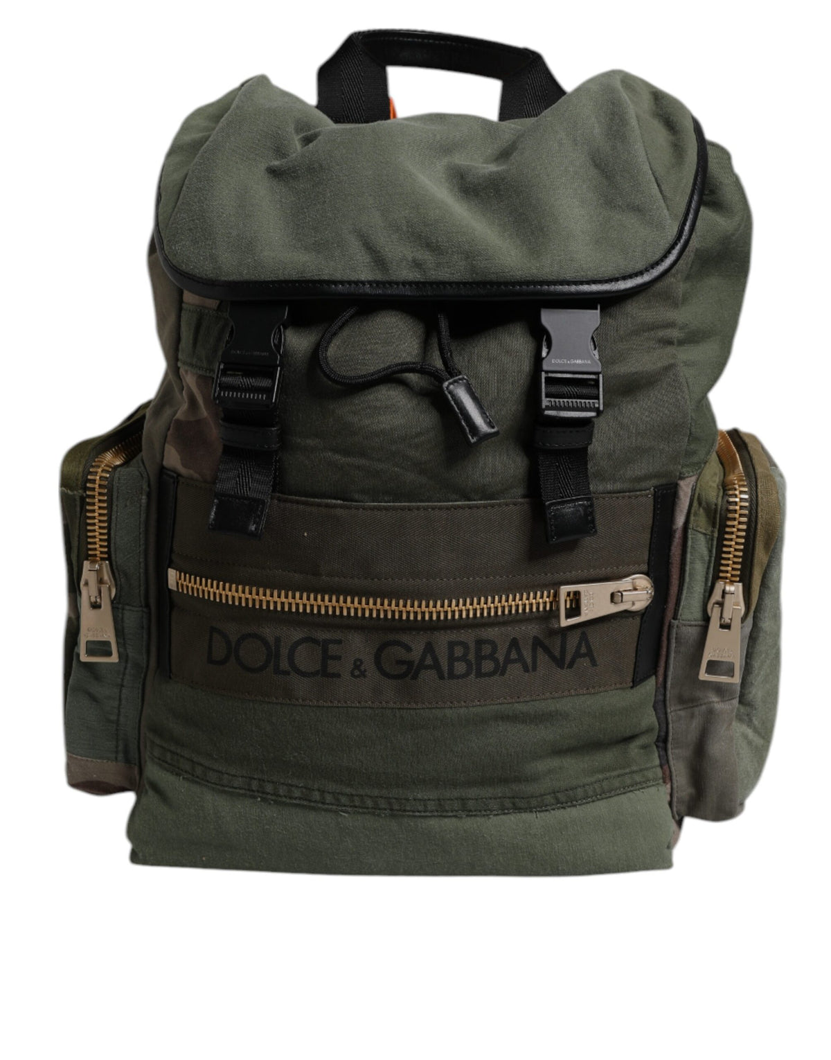 Dolce & Gabbana Militärgrüner Patchwork Reise-Rucksack
