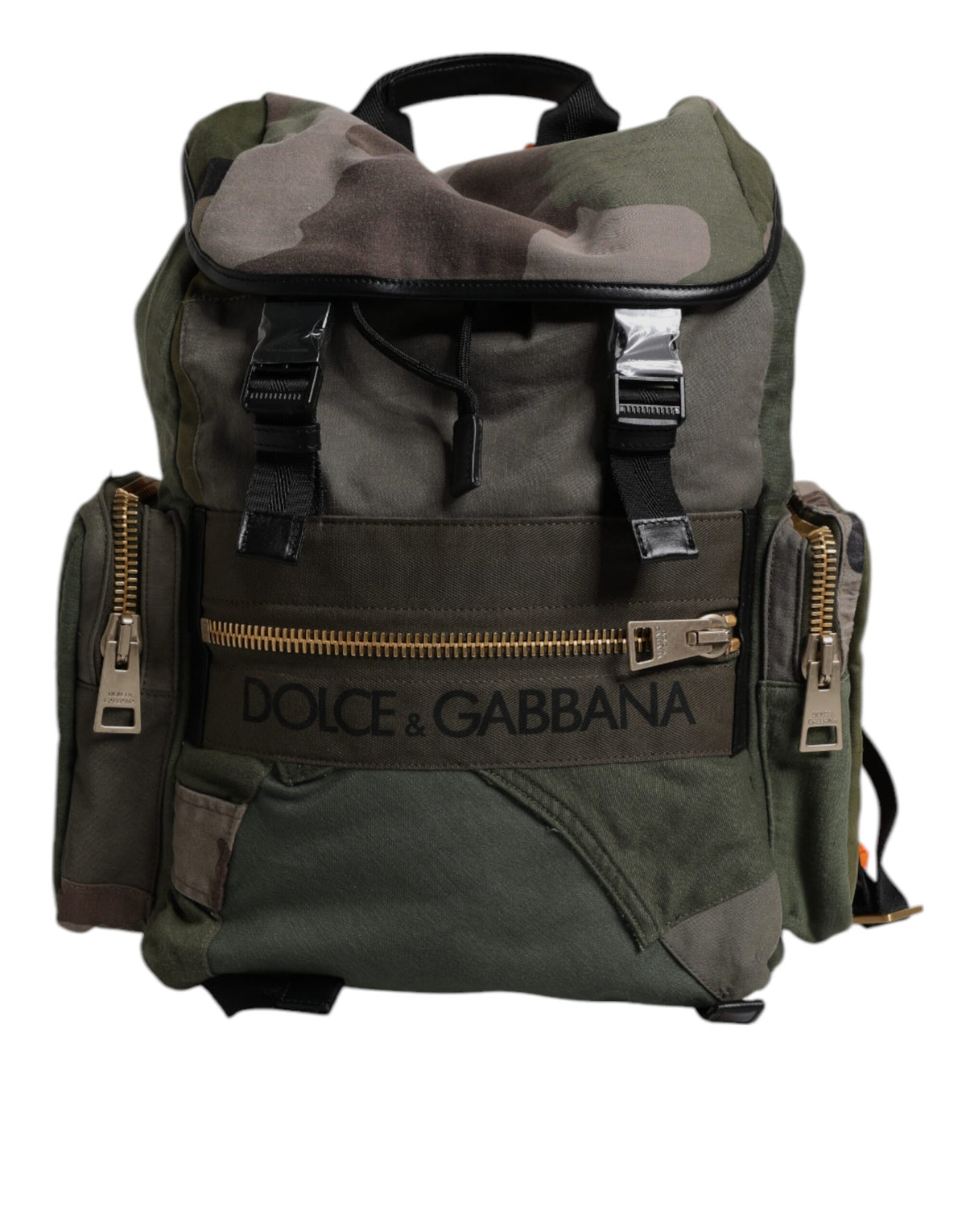 Dolce & Gabbana Militärgrüner Patchwork Reise-Rucksack