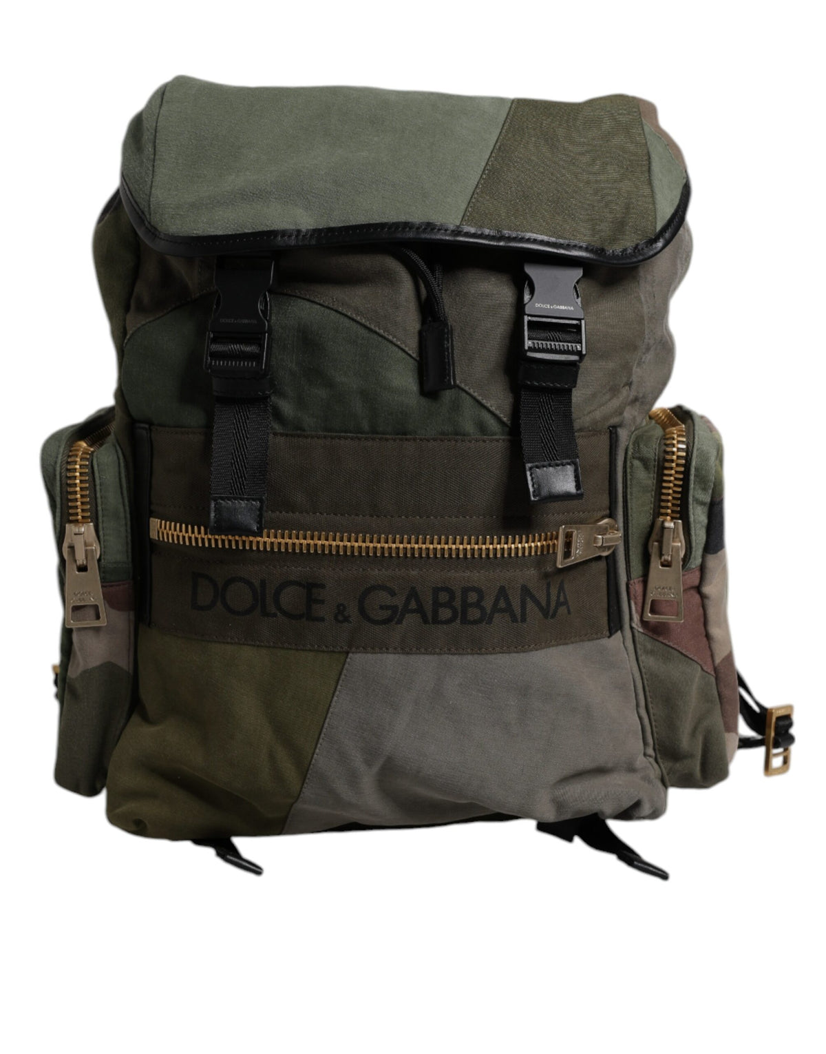 Dolce & Gabbana Militärgrüner Patchwork Reise-Rucksack