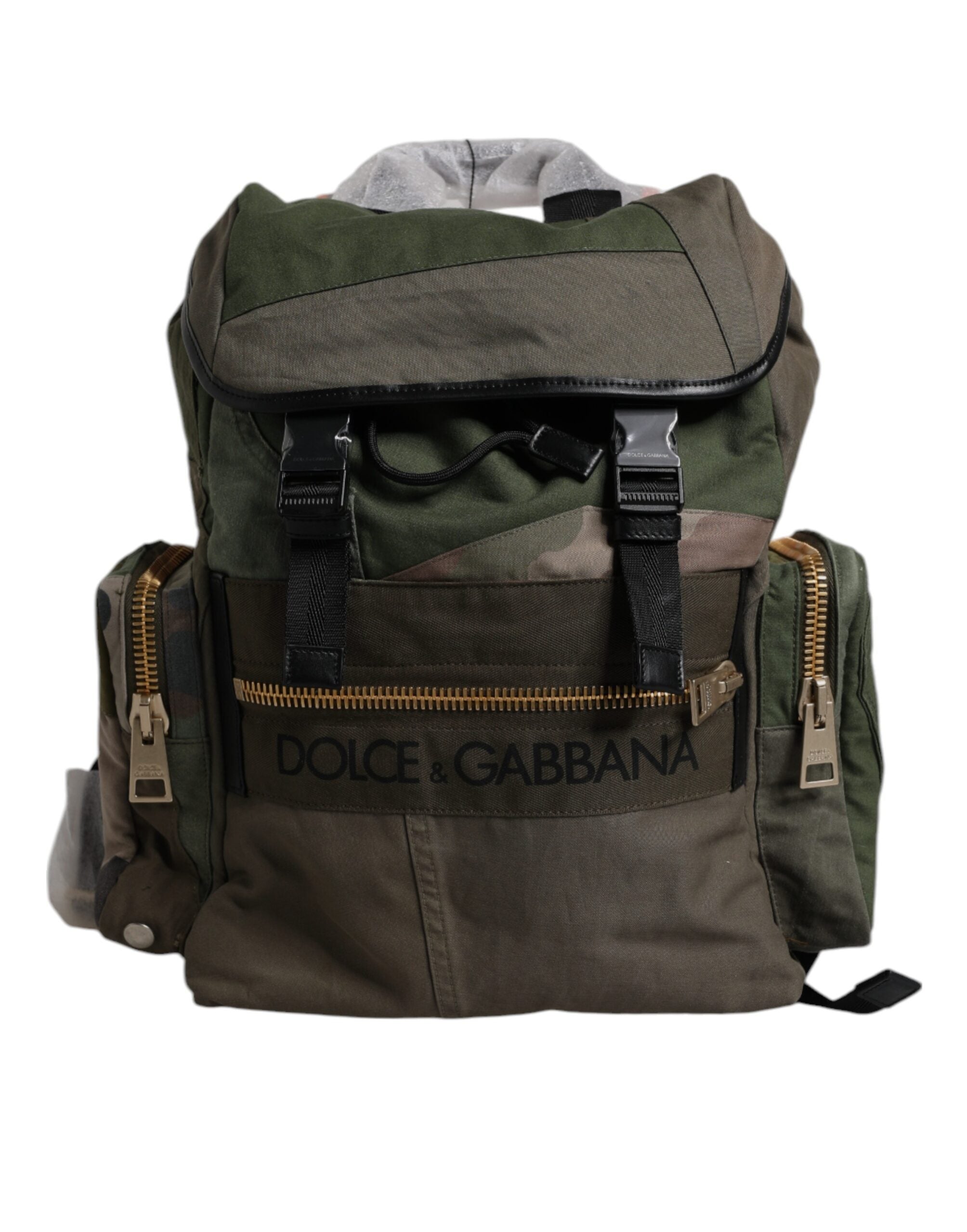 Dolce & Gabbana Militair Groene Patchwork Reistrugzak