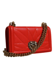 Dolce & Gabbana Rode Doorgestikte Devotion Crossbody Telefoonhoes Tas