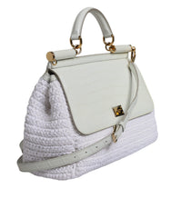 Dolce & Gabbana Witte Rafia Leren Crossbodytas Met Handvat