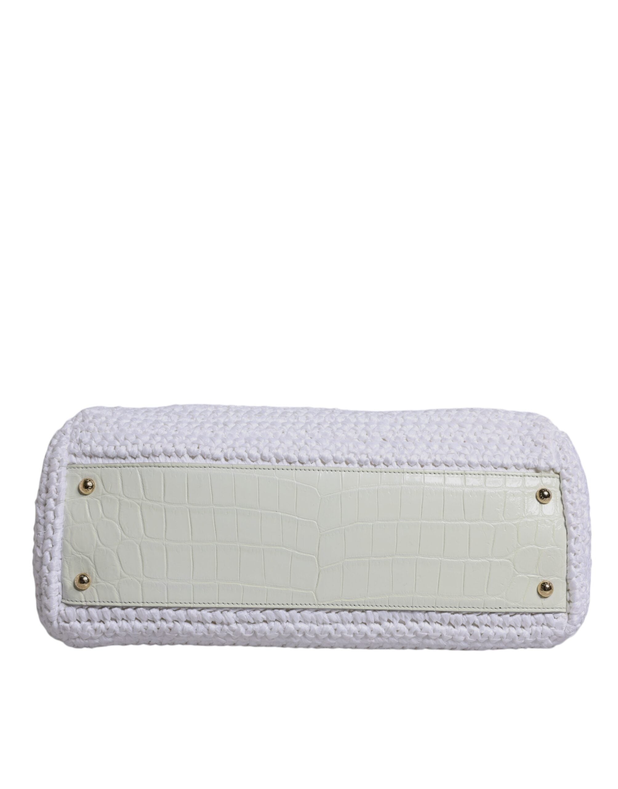 Dolce & Gabbana Witte Rafia Leren Crossbodytas Met Handvat