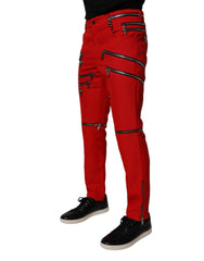 Dolce & Gabbana Rode Rechte Broek met Ritssluiting