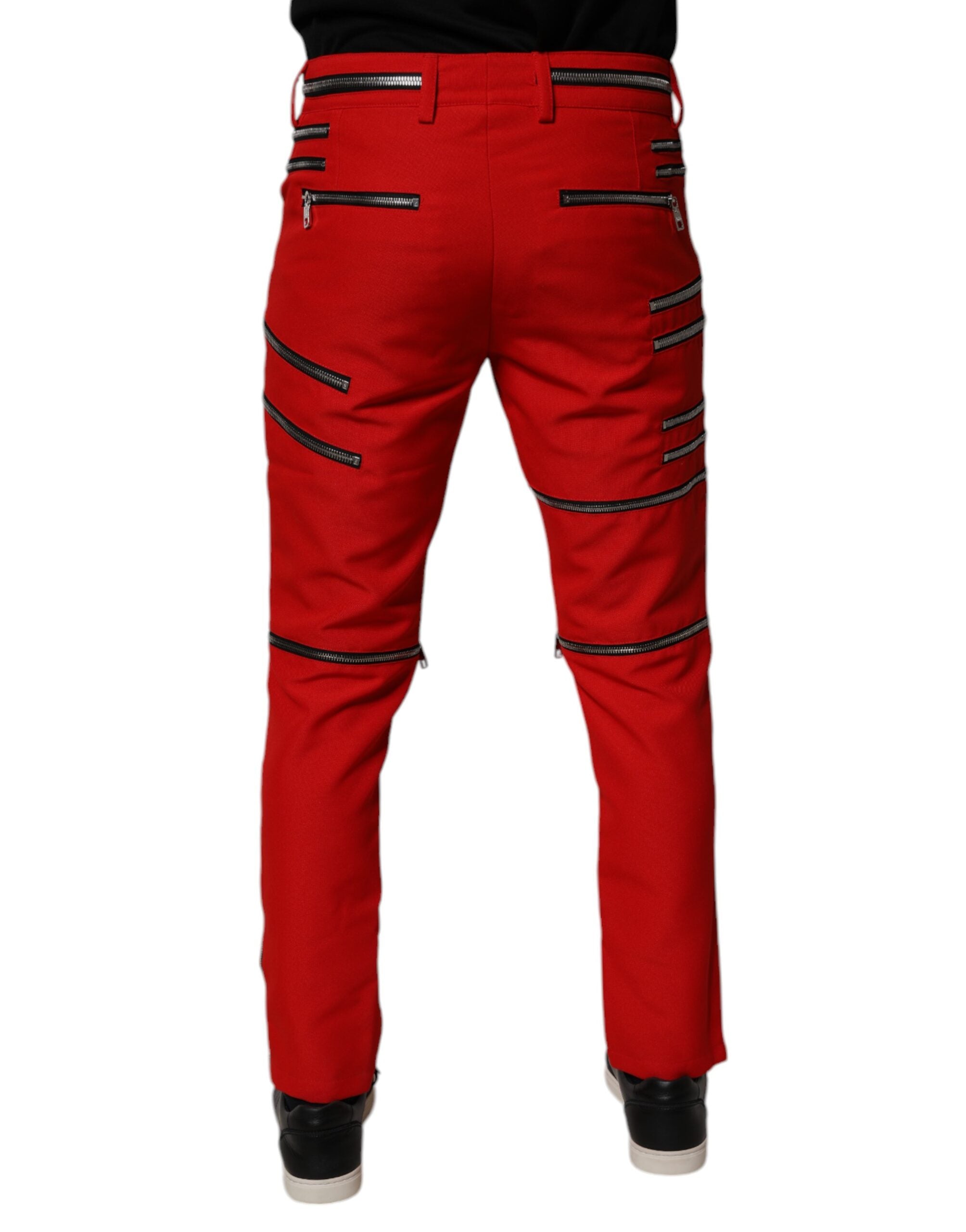 Dolce & Gabbana Rode Rechte Broek met Ritssluiting