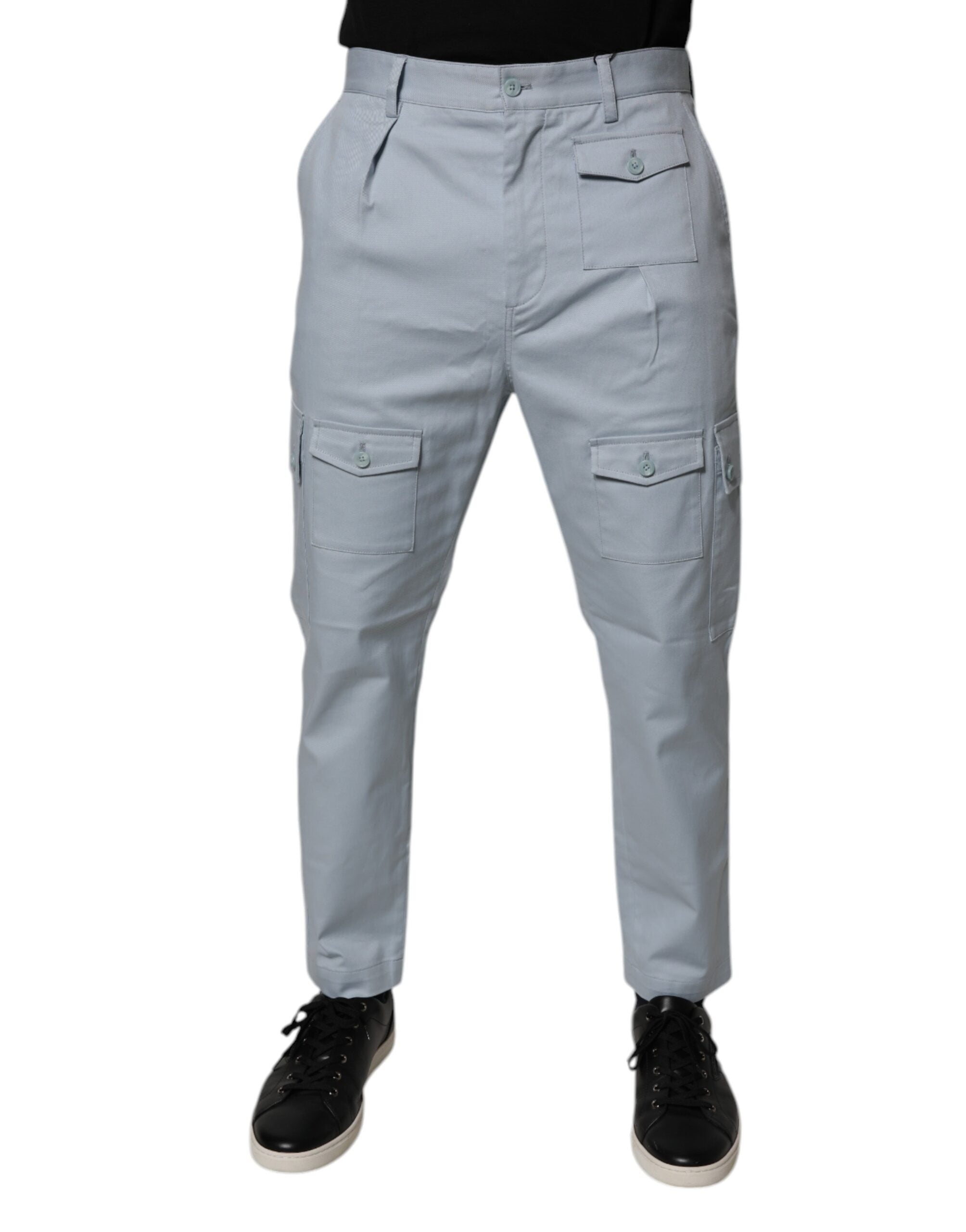 Dolce & Gabbana Light Blue Cargohose aus Baumwolle mit schmal zulaufendem Bein