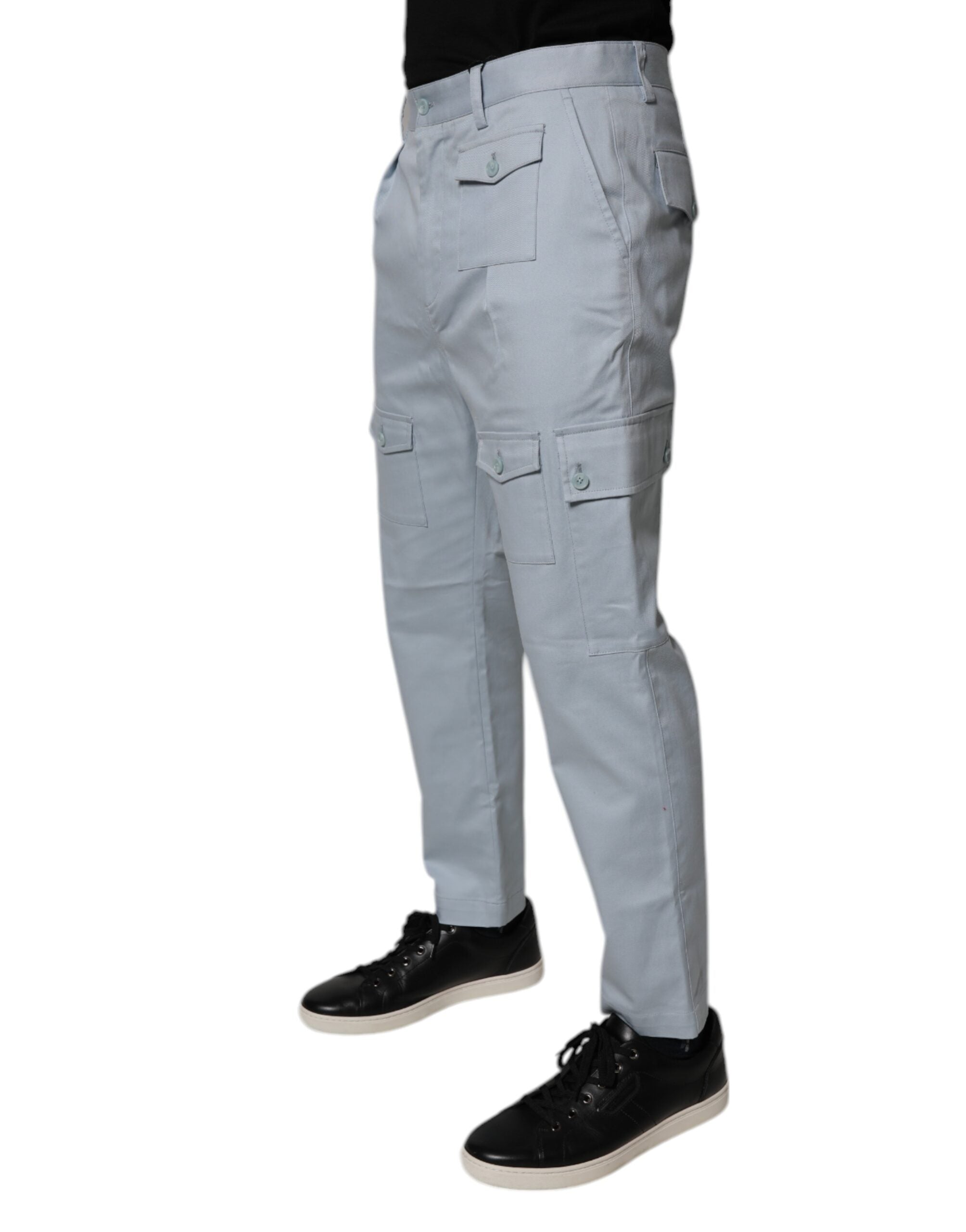 Dolce & Gabbana Light Blue Cargohose aus Baumwolle mit schmal zulaufendem Bein