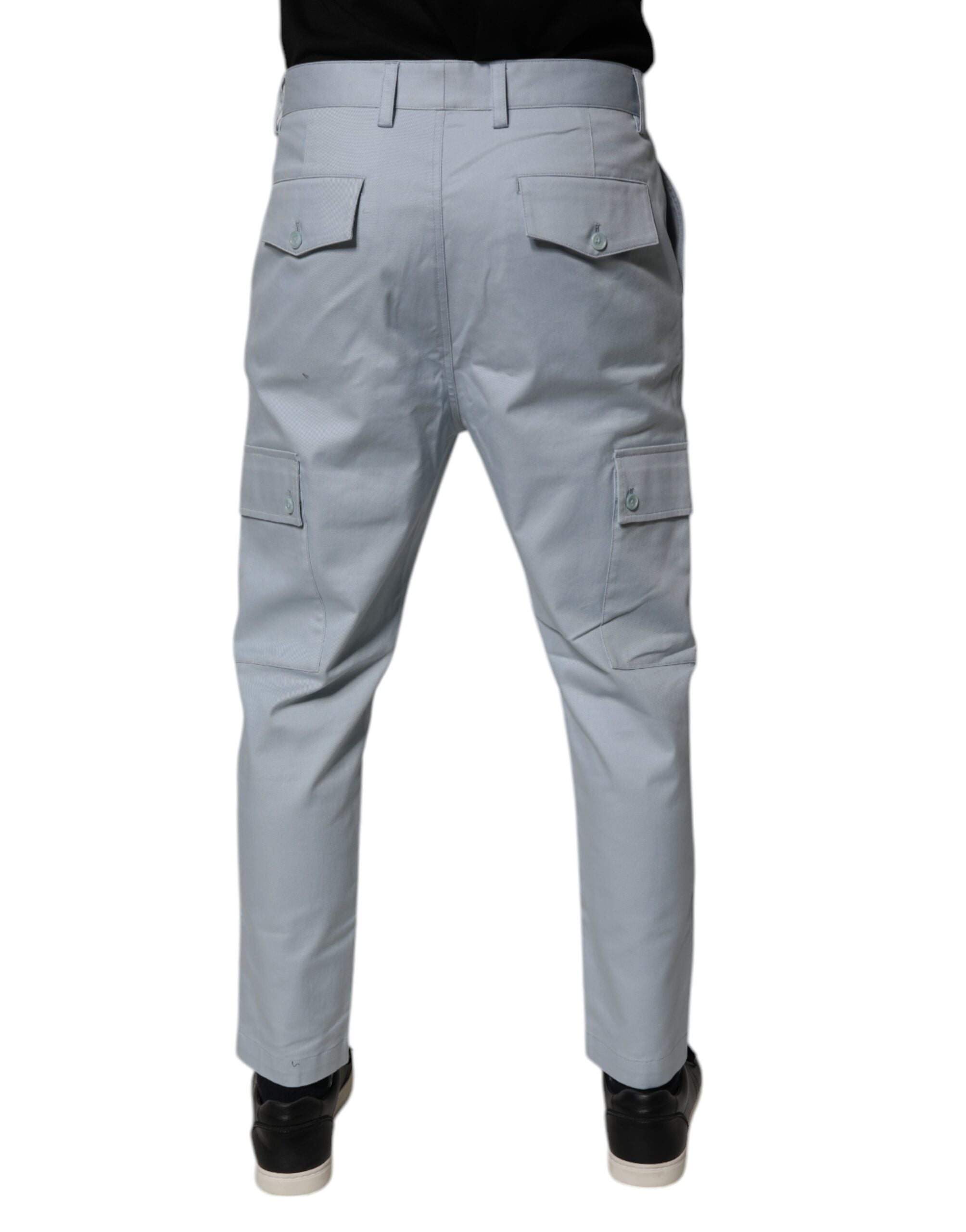 Dolce & Gabbana Light Blue Cargohose aus Baumwolle mit schmal zulaufendem Bein